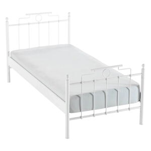 Białe metalowe łóżko ze stelażem 120x200 cm Hatkus – Kalune Design
