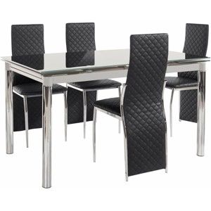 Komplet stołu i 4 czarnych krzeseł Støraa Pippa William Grey Black