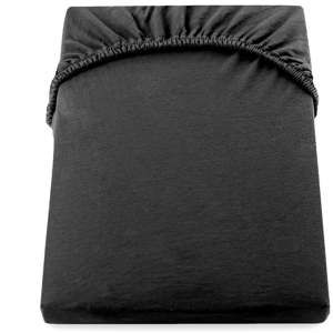 Czarne bawełniane prześcieradło elastyczne DecoKing Amber Collection, 80/90x200 cm