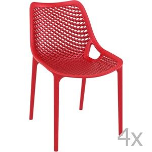 Zestaw 4 czerwonych krzeseł ogrodowych Resol Grid Simple