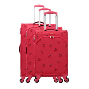 Zestaw 3 walizek z 4 kółkami w malinowym kolorze Lollipops Cherry