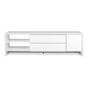 Biała 1-drzwiowa szafka pod TV z 2 szufladami i 2 półkami Tenzo Profil