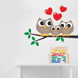 Dekoracyjna naklejka na ścianę Owl Family
