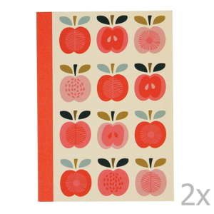 Zestaw 2 zeszytów w linie z motywem jabłek Rex London Vintage Apple