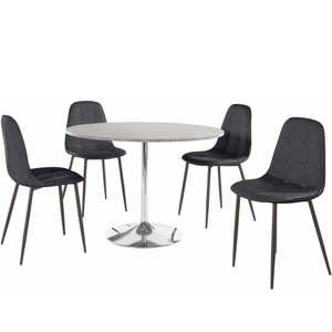 Zestaw okrągłego stołu i 4 czarnych krzeseł Støraa Terri Concrete