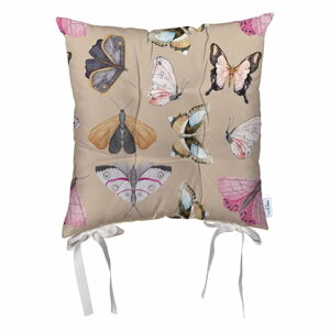 Beżowa poduszka na krzesło z mikrowłókna Mike & Co. NEW YORK Butterflies, 43x43 cm
