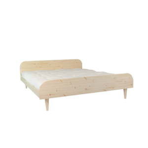 Łóżko dwuosobowe z drewna sosnowego z materacem Karup Design Twist Double Latex Natural/Natural, 180x200 cm
