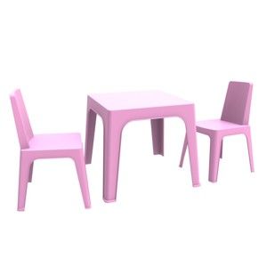 Różowy dziecięcy komplet ogrodowy 1 stołu i 2 krzesełek Resol Julieta