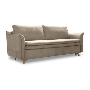 Beżowa aksamitna rozkładana sofa 225 cm – Miuform
