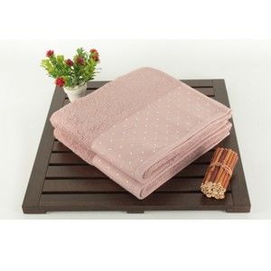Zestaw 2 jasnoróżowych ręczników bawełnianych Patricia, 50x90 cm