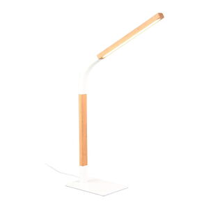 Biała/naturalna lampa stołowa LED ze ściemniaczem z drewnianym kloszem (wysokość 73,5 cm) Norris – Trio