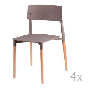 Zestaw 4 szarych krzeseł z drewnianymi nogami sømcasa Claire