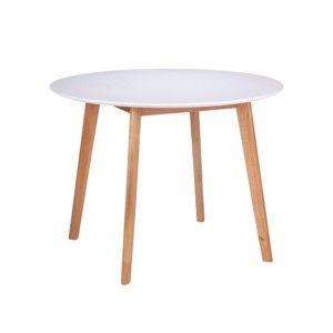 Biały stół z nogami z drewna kauczukowego sømcasa Marta, ⌀ 100 cm