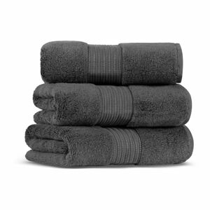 Zestaw 3 antracytowych bawełnianych ręczników Foutastic Chicago, 50x90 cm
