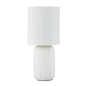 Biała lampa stołowa z ceramiki i tkaniny Trio Clay, wys. 35 cm