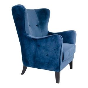 Niebieski fotel z aksamitu House Nordic Campo