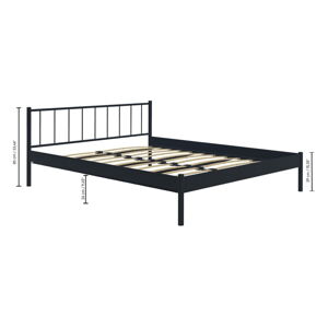 Czarne metalowe łóżko dwuosobowe ze stelażem 160x200 cm Falez – Kalune Design