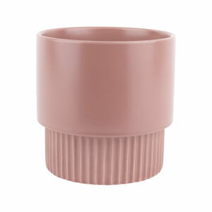Różowa ceramiczna doniczka PT LIVING Ribbed, wys. 15 cm