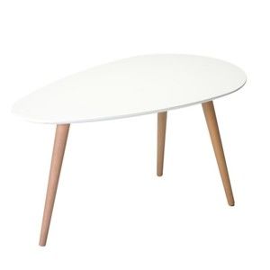 Biały stolik z nogami z drewna bukowego Furnhouse Fly, 75x43 cm