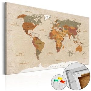 Tablica z mapą świata Artgeist Beige Chic 90x60 cm