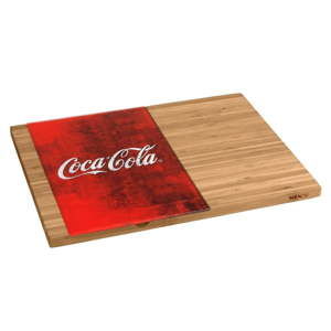 Bambusowa deska do krojenia z czerwonym szklanym detalem Wenko Coca-Cola World