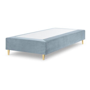 Jasnoniebieskie aksamitne łóżko jednoosobowe Milo Casa Lia, 90x200 cm