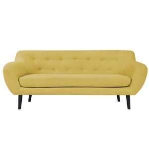 Żółta sofa 2-osobowa z brązowymi nogami Mazzini Sofas Piemont