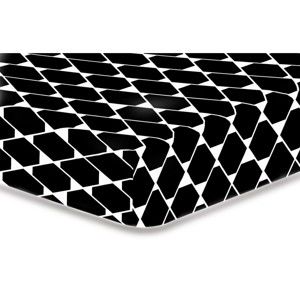 Czarne prześcieradło elastyczne z mikrowłókna DecoKing Rhombuses, 100x200 cm