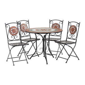 Komplet 4 czerwonych krzeseł ogrodowych z mozaiką i stolika Premier Housewares Amalfi