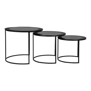 Czarne metalowe okrągłe stoliki zestaw 3 szt. ø 55 cm Tres – LABEL51