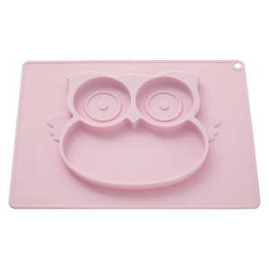 Różowy silikonowy talerz dla dzieci z motywem sowy Premier Housewares Zing Food