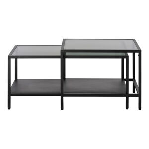 Czarne szklane stoliki zestaw 2 szt. 60x60 cm Bronco – Unique Furniture