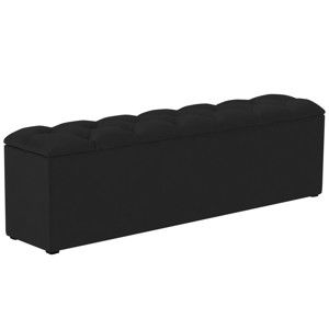 Czarna ławka ze schowkiem do łóżka Kooko Home Manna, 47x200 cm
