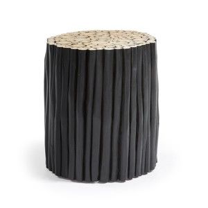 Czarny taboret z drewna tekowego La Forma Filipo, ⌀ 35 cm