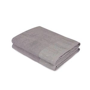 Komplet 2 szarych bawełnianych ręczników Ressmo, 90x150 cm