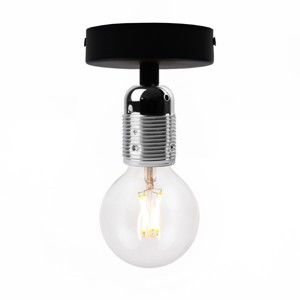 Czarna lampa sufitowa z oprawą żarówki w kolorze srebra Bulb Attack Uno Basic