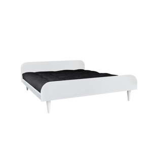 Łóżko dwuosobowe z drewna sosnowego z materacem Karup Design Twist Comfort Mat White/Black, 140x200 cm
