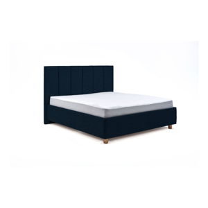 Granatowe dwuosobowe łóżko ze schowkiem DlaSpania Wega, 180x200 cm