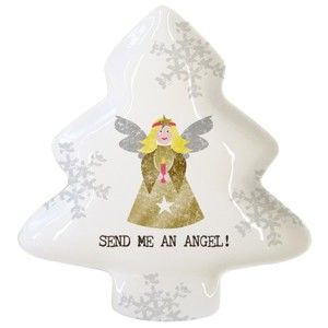 Taca dekoracyjna z porcelany kostnej ze świątecznym motywem PPD Send Me An Angel, 12,5x15 cm