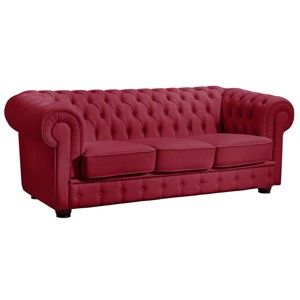 Czerwona sofa 3-osobowa ze skóry ekologicznej Max Winzer Bridgeport