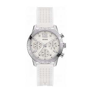 Zegarek damskiz białym silikonowym paskiem Guess W1025L1