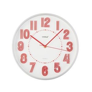 Czerwony zegar ścienny Versa Haily, ø 30,5 cm