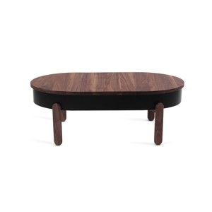 Brązowy stolik z drewna dębowego ze schowkiem Woodendot Batea L