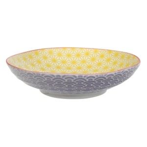 Fioletowo-żółty talerz porcelanowy na makaron Tokyo Design Studio Star/Wave