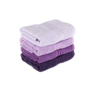 Zestaw 4 fioletowych bawełnianych ręczników Foutastic, 50x90 cm