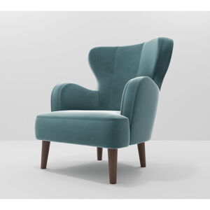 Niebieski aksamitny fotel Riviera – Ropez