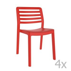 Zestaw 4 czerwonych krzeseł ogrodowych Resol Wind