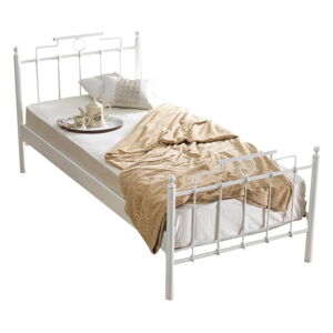 Białe metalowe łóżko ze stelażem 90x200 cm Hatkus – Kalune Design