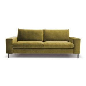 Ciemnozielona sofa 3-osobowa z czarnymi nogami Mossø Vino