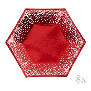 Zestaw 8 czerwonych talerzyków papierowych Neviti Red & White Dots, ⌀ 20 cm